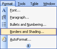 Format \ Border and Shading…