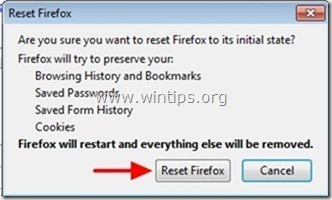 Click chọn Reset Firefox một lần nữa