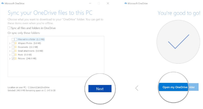 Chọn Open my OneDrive folder